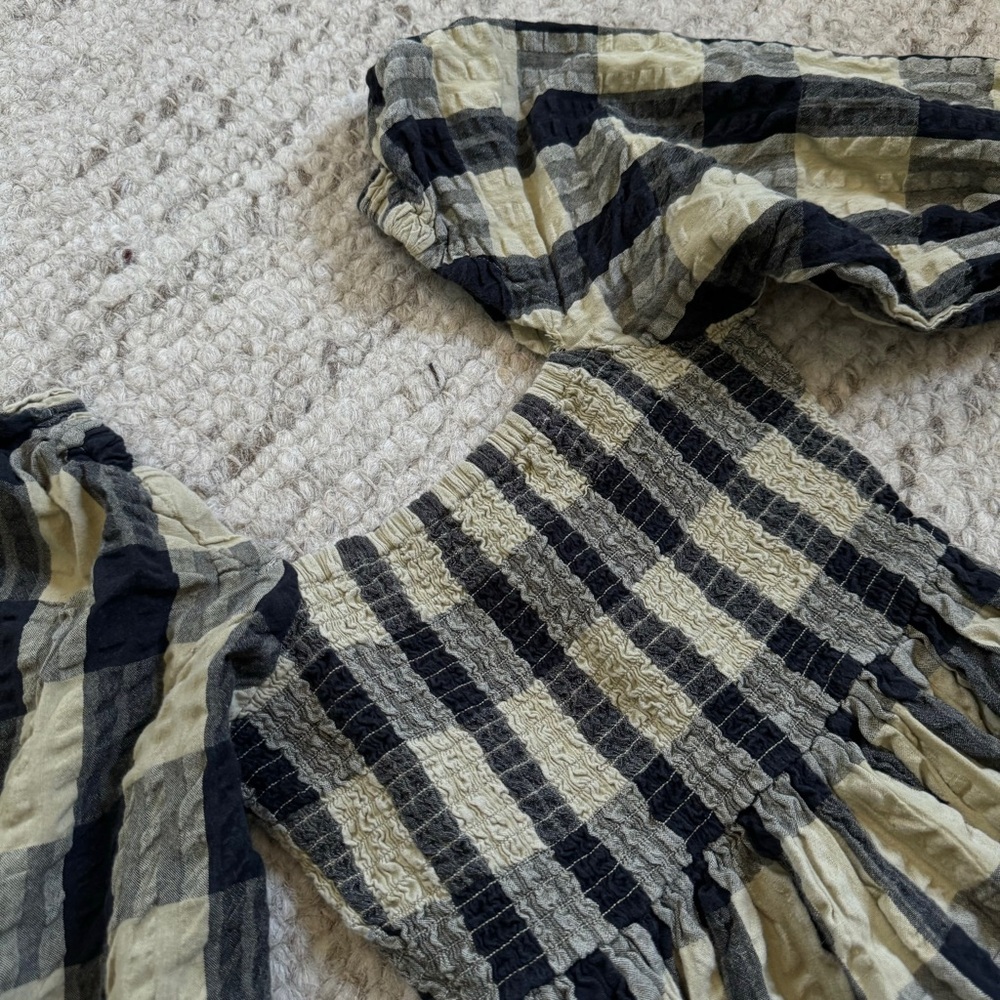 ASOS GINGHAM PEASANT DRESS 100% COTTON